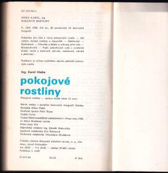 Karel Hieke: Pokojové rostliny