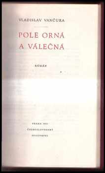 Vladislav Vančura: Pole orná a válečná