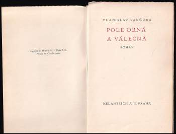 Vladislav Vančura: Pole orná a válečná