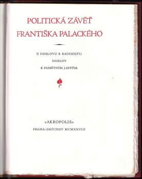 František Palacký: Politická závěť Františka Palackého
