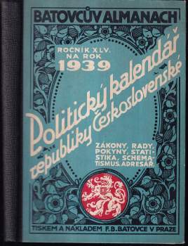 Politický kalendář republiky Československé na rok 1939