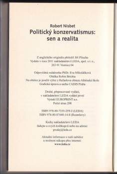 Robert A Nisbet: Politický konzervatismus