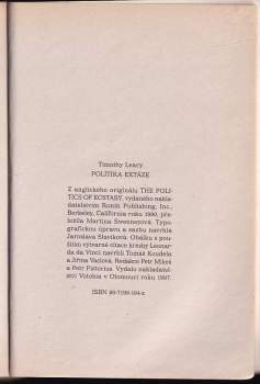 Timothy Leary: Politika extáze