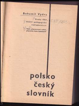 Bohumil Vydra: Polsko-český slovník