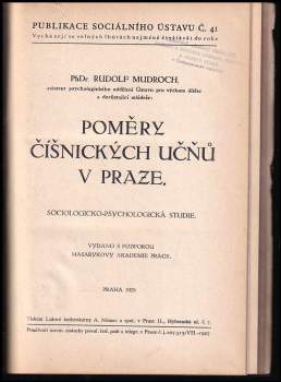 Rudolf Mudroch: Poměry číšnických učňů v Praze