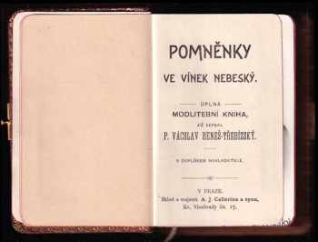 Václav Beneš-Třebízský: Pomněnky ve vínek nebeský