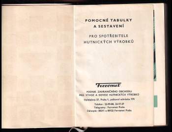 Pomocné tabulky a sestavení pro spotřebitele hutnických výrobků Ferromet