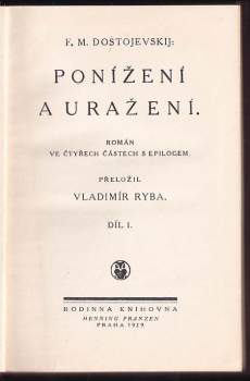 Fedor Michajlovič Dostojevskij: Ponížení a uražení