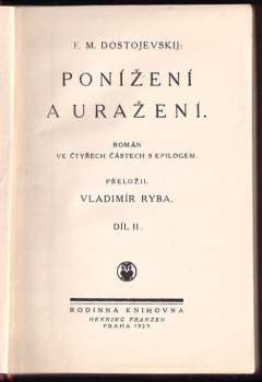 Fedor Michajlovič Dostojevskij: Ponížení a uražení