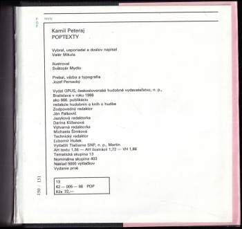 Kamil Peteraj: Pop texty