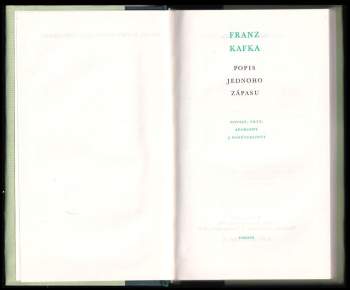 Franz Kafka: Popis jednoho zápasu