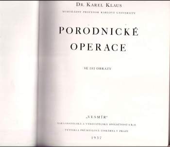 Karel Klaus: Porodnické operace