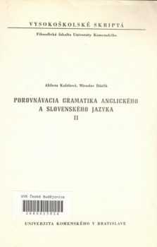 Porovnávacia gramatika anglického a slovenského jazyka II