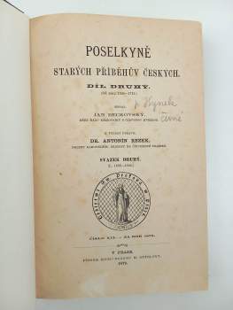 Jan František Beckovský: Poselkyně starých příběhův českých II. díl ve 3 svazcích