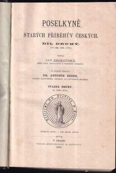 Jan František Beckovský: Poselkyně starých příběhův českých