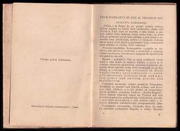 Tomáš Garrigue Masaryk: Poselství presidentova