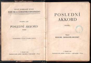 Bohumil Zahradník-Brodský: Poslední akkord