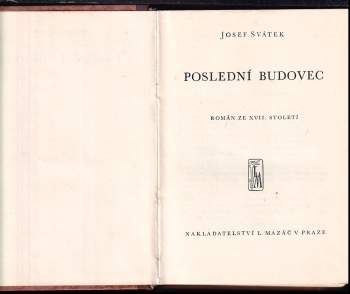 Josef Svátek: Poslední Budovec