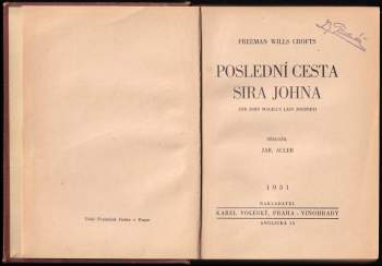Freeman Wills Crofts: Poslední cesta sira Johna