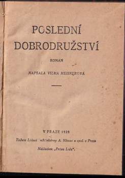 Vilma Meisnerová: Poslední dobrodružství