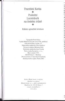 František Kavka: Poslední Lucemburk na českém trůně
