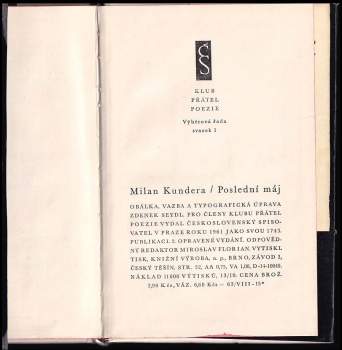 Milan Kundera: Poslední máj