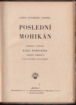 James Fenimore Cooper: Poslední Mohikán