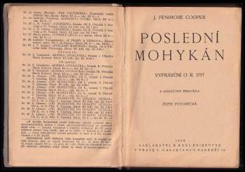 J. Fenimore Cooper: Poslední mohykán I.