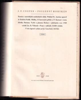 James Fenimore Cooper: Poslední Mohykán