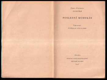 James Fenimore Cooper: Poslední Mohykán