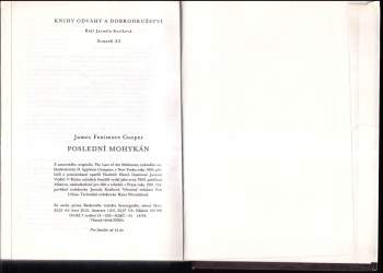 James Fenimore Cooper: Poslední Mohykán