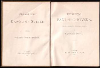 Karolina Světlá: Poslední paní Hlohovská