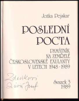 Jožka Pejskar: Poslední pocta