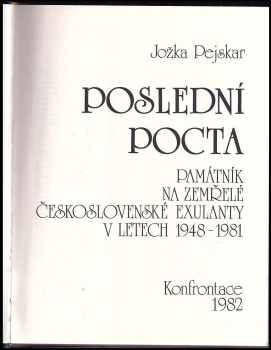 Jožka Pejskar: Poslední pocta