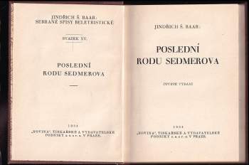 Jindřich Šimon Baar: Poslední rodu Sedmerova