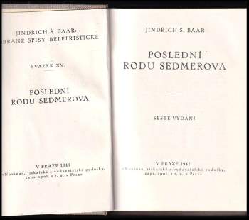 Jindřich Šimon Baar: Poslední rodu Sedmerova