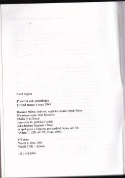 Karel Kaplan: Poslední rok prezidenta