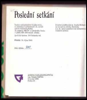 Ivan Diviš: Poslední setkání : [památce Vladimíra Kafky]