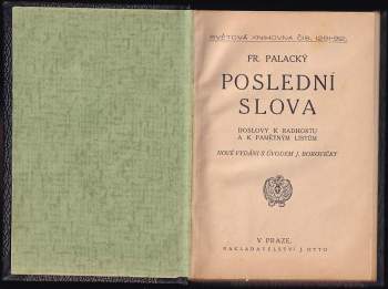 František Palacký: Poslední slova