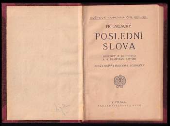 František Palacký: Poslední slova