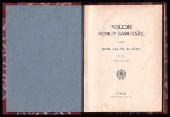 Jaroslav Vrchlický: Poslední sonety samotáře