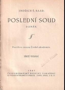 Jindřich Šimon Baar: Poslední soud