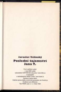 Jaroslav Velinský: Poslední tajemství Jana T