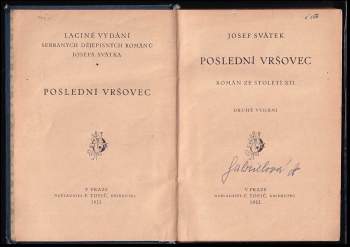 Josef Svátek: Poslední Vršovec