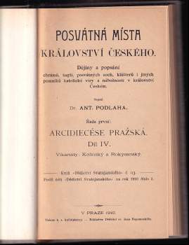 Antonín Podlaha: Posvátná místa království Českého: Vikariát Kolínský a Rokycanský