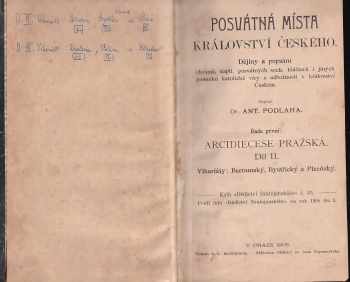 Antonín Podlaha: Posvátná místa království českého - Vikariát Českobrodský, Černokostelecký, Mnichovický a Prosecký