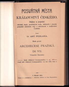 Antonín Podlaha: Posvátná místa Království českého: Vikariát Slanský