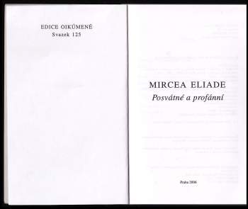 Mircea Eliade: Posvátné a profánní