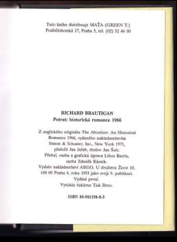 Richard Brautigan: Potrat: historická romance 1966