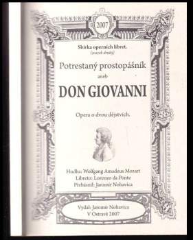 Potrestaný prostopášník, aneb, Don Giovanni